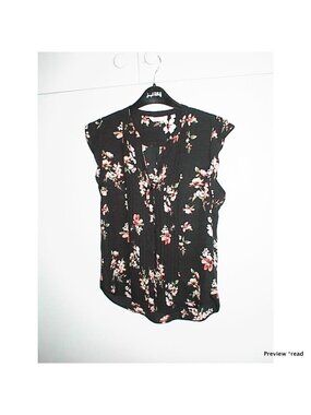 Reitmans Black Floral Cap-Sleeve Blouse
